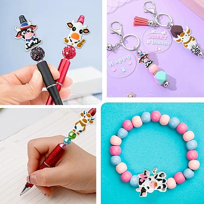 10Pcs 5 Styles Cattle Food Grade Eco-Friendly Silicone Focal Beads SIL-CJ0001-68-1