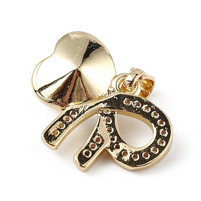 Real 18K Gold Plated Rack Plating Brass Micro Pave Clear Cubic Zirconia Pendants KK-C015-26G-12-1