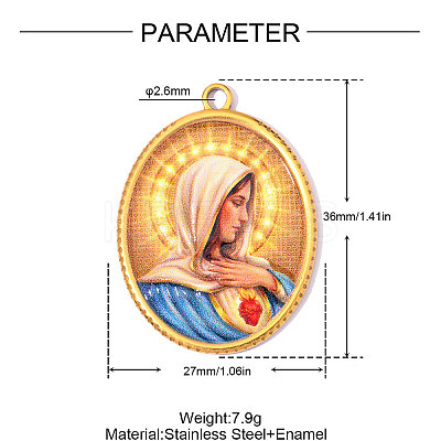 Religion Printed 304 Stainless Steel Pendants SA-OY003-85G-1