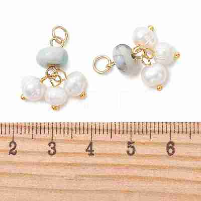Natural Larimar & Natural Freshwater Pearl Pendants PALLOY-JF05887-1