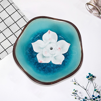 1Pc Lotus Porcelain Incense Burners Holder AJEW-DJ0002-27-1