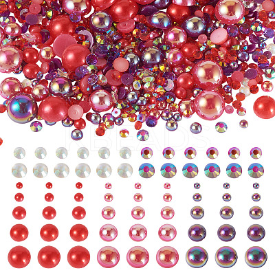 Half Round ABS Plastic Cabochons FIND-TAC0038-08E-1