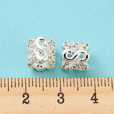 Brass Micro Pave Cubic Zirconia European Beads KK-H452-10S-1