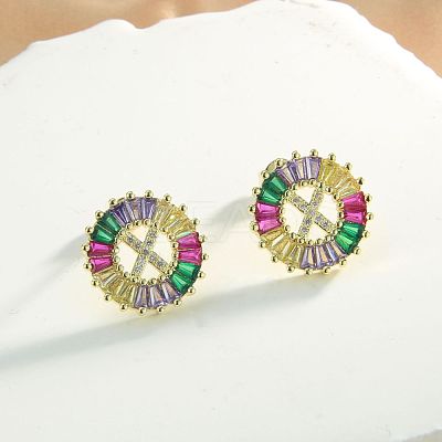 Brass Colorful Cubic Zirconia Stud Earrings WG39B88-24-1