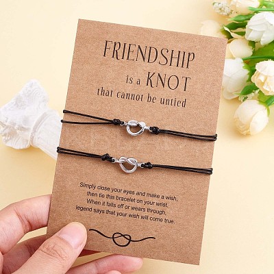 2Pc 2 Style 430 Stainless Steel Knot Heart Link Bracelets Set JB718A-1