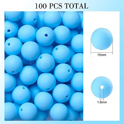 100Pcs Silicone Beads Round Rubber Bead 15MM Loose Spacer Beads for DIY Supplies Jewelry Keychain Making JX447A-1