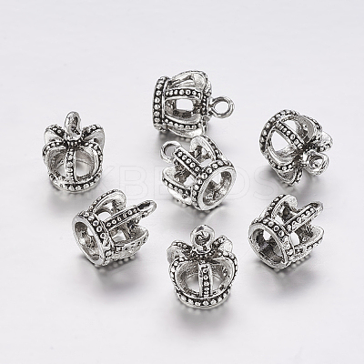 Tibetan Style Alloy 3D Crown Charms TIBEP-3584-AS-RS-1