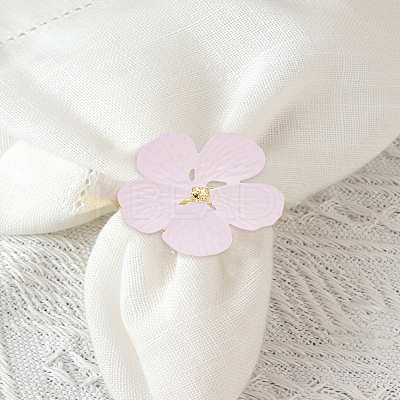 2Pcs 2 Colors Flower Alloy Enamel Napkin Rings AJEW-LP0002-68B-1