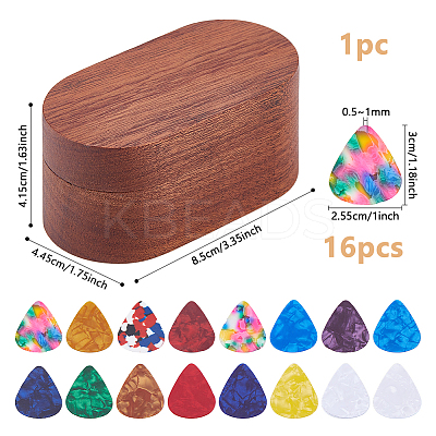 1Pc 4-Slot Oval Shaped Wood Storage Boxes with Magnetic Lid for Guitar Picks OBOX-DC0001-03A-1