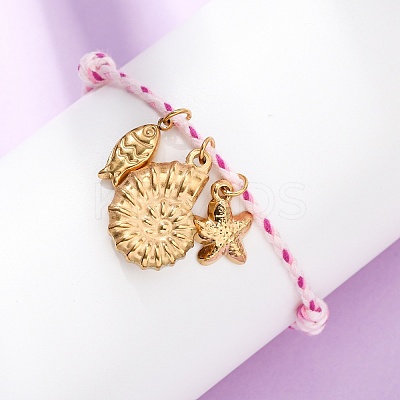 304 Stainless Steel Charm Bracelets BJEW-D369-02G-1