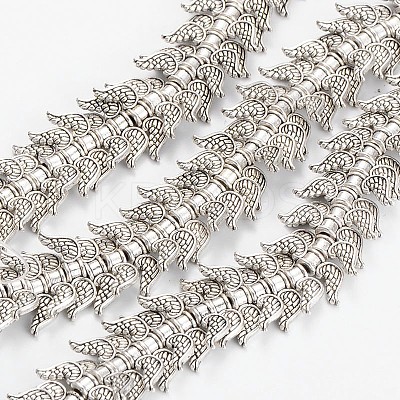 Wing Tibetan Style Alloy Beads Strands TIBEB-D039-01AS-LF-1