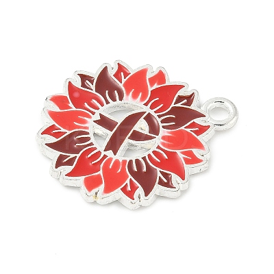No To Drugs Red Awareness Ribbon Theme Alloy Enamel Pendants LS-ENAM-C026-02D-S-1