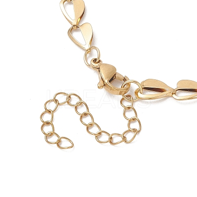 2Pcs 2 Colors 304 Stainless Steel Heart Link Chain Bracelets for Women BJEW-JB13368-1