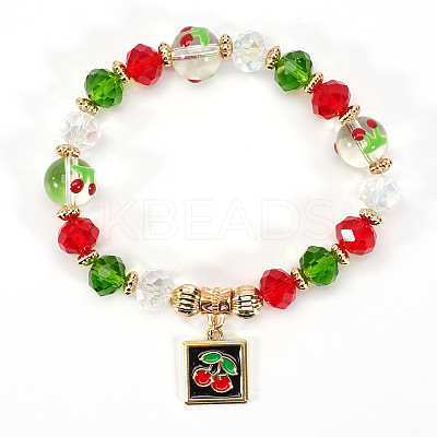 Square with Fruit Alloy Enamel Charm Bracelets FS-WG009BC-02-1