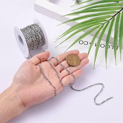 Tarnish Resistant 304 Stainless Steel Mother-Son Chains CHS-K001-32-3mm-1