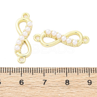 Brass & ABS Imitation Pearl Infinity Connector Charms KK-D325-03G-1
