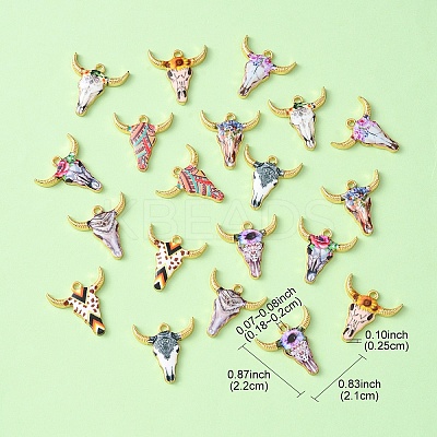 20Pcs 10 Styles Printed Alloy Pendants ENAM-YW0003-86-1