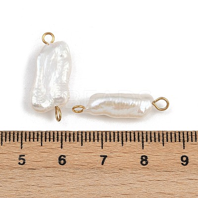 Natural Freshwater Pearl Keshi Pearl Nuggets Connector Charms STAS-D378-09G-1