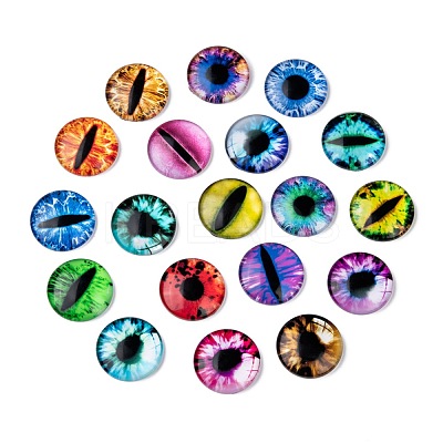Dragon Eye Half Round/Dome Printed Glass Cabochons GGLA-A002-30mm-AB-1