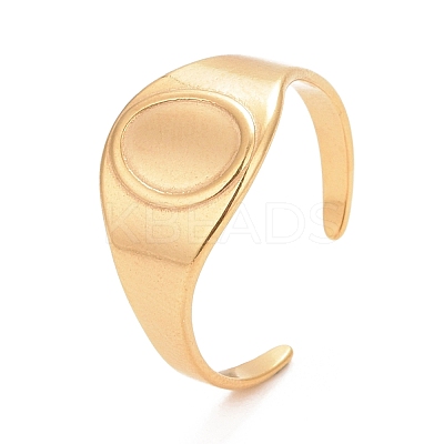 Ion Plating(IP) 304 Stainless Steel Oval Chunky Open Cuff Ring for Women RJEW-C025-14G-1