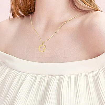 1pc 304 Stainless Steel Letter Pendant Necklaces NJEW-LP0001-38G-G-1