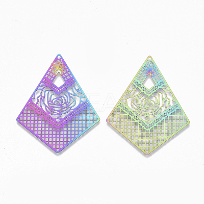 Ion Plating(IP) 201 Stainless Steel Filigree Pendants STAS-S108-97-1