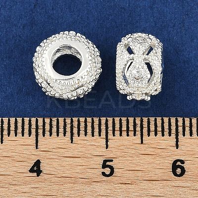 Brass Micro Pave Cubic Zirconia European Beads KK-I719-19S-1