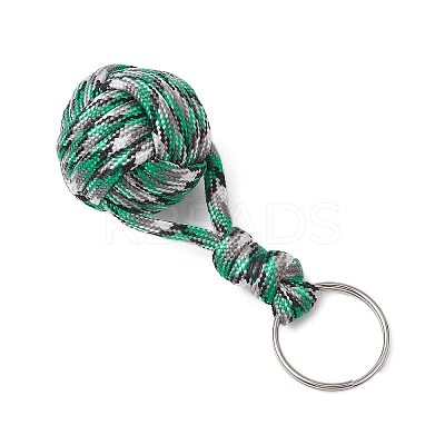 Polyester Braid Ball Stainless Steel Keychains KEYC-JKC01119-1