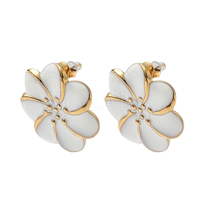 304 Stainless Steel Flower Stud Earrings LS-EJEW-A147-01G-1