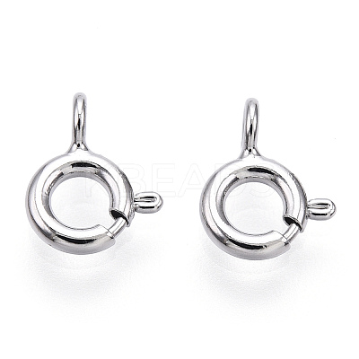 Rhodium Plated 925 Sterling Silver Spring Ring Clasps STER-T004-81A-P-1