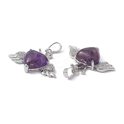 Natural Amethyst Pendants G-P492-02P-03-1
