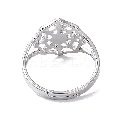 Non-Tarnish 304 Stainless Steel Spider Web Adjustable Rings for Women LS-RJEW-I097-07P-1