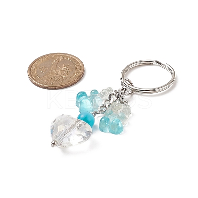 Gradient Bear & Heart Acrylic Pendant Keychain KEYC-TA00005-1