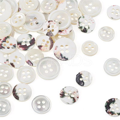 45Pcs 3 Styles 4-Holes Shell Buttons BUTT-TA0001-28-1