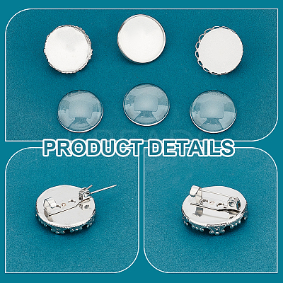DIY Blank Dome 304 Stainless Steel Brooch Making Kit DIY-UN0056-17-1