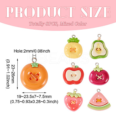 8Pcs Opaque Resin Pendants CRES-TA0001-69-1