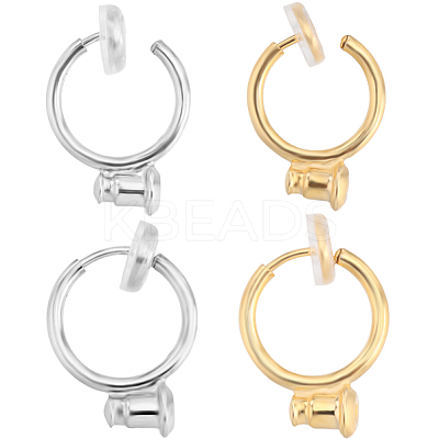 12Pcs 2 Color Brass Clip-on Earring Converters Findings KK-BBC0010-05-1