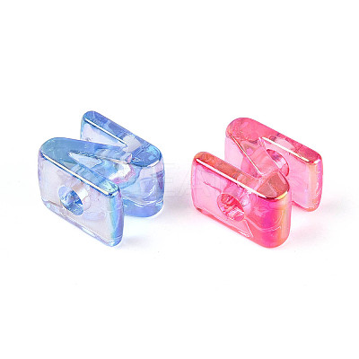 UV Plating Transparent Acrylic European Beads X-OACR-M027-02N-1