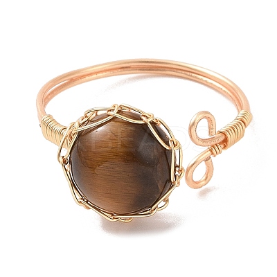 Natural Mixed Gemstone Half Round Open Cuff Rings RJEW-JR00574-1