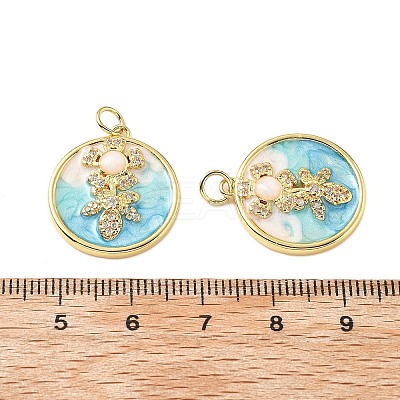Brass Micro Pave Cubic Zirconia Pendants with Enamel KK-Z114-03G-1