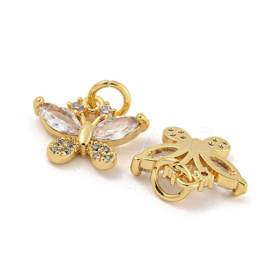 Brass Micro Pave Clear Cubic Zirconia Pendants KK-G490-27G-1