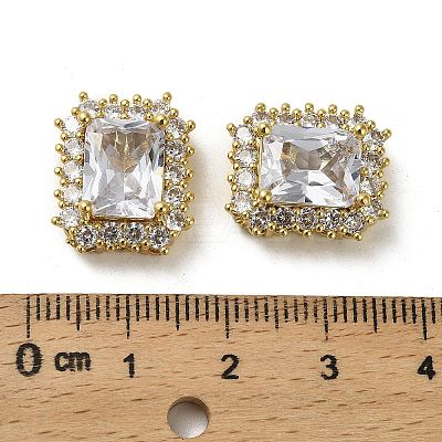 Brass Micro Pave Cubic Zirconia Beads KK-B142-37G-1