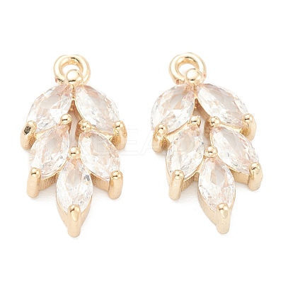Brass Clear Cubic Zirconia Pendants ZIRC-O042-03G-1
