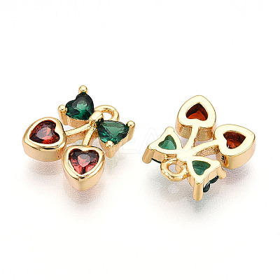 Brass Micro Pave Cubic Zirconia Charms X-KK-N261-94A-G-1