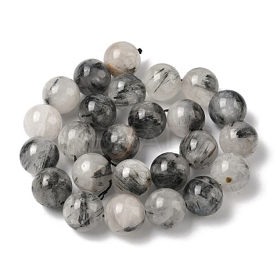 Natural Tourmalinated Quartz Beads Strands G-F818-A09-16mm-1