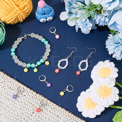 Acrylic Flat Round with Number Pendant Locking Stitch Markers HJEW-PH01870-1