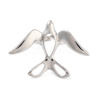 Brass Bird Open Cuff Ring for Women RJEW-C102-05P-1