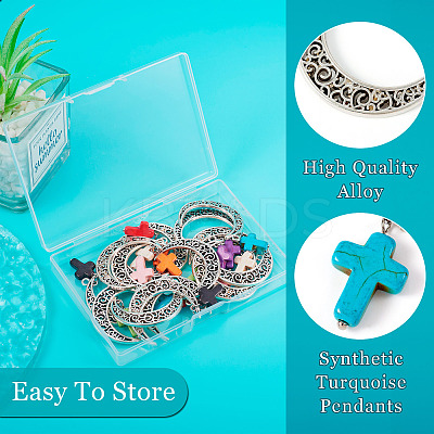 16Pcs 8 Colors Dyed Synthetic Turquoise Pendants FIND-TA0004-37-1