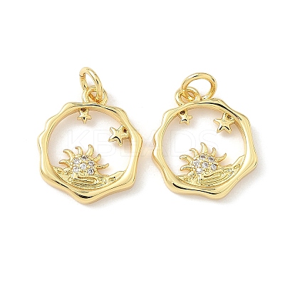 Brass Micro Pave Cubic Zirconia Pendants KK-Z120-19G-1