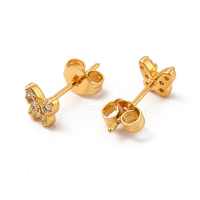 Rack Plating Brass Micro Pave Cubic Zirconia Stud Earrings EJEW-P221-47G-1